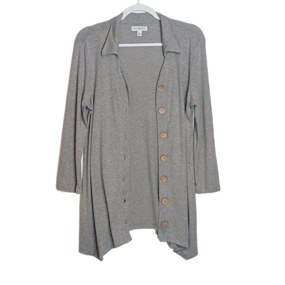 Kim Rogers Long Sleeve Button Down Cardigan Blouse Gray Size Medium - Picture 4 of 4